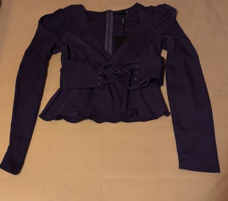 Blouse violette manches longues à corset, femme taille XS