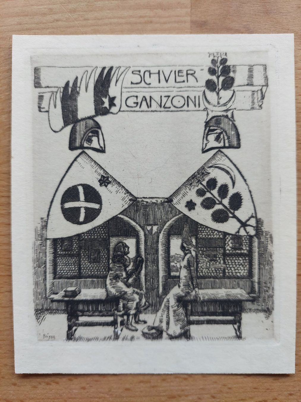 Gemälde: Exlibris Ernst Georg Rüegg - Original Radierung – Gebraucht aus Obfelden von Exlibris-Art