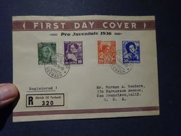 1936 Pro Juventute 77-80 FDC mit glasklaren Stempel - SELTEN