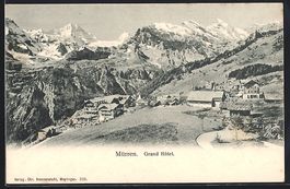 Mürren, Ort mit Grand Hotel und Bergpan