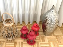 Windlichter - Laterne 4 Stück mit 1 Vase