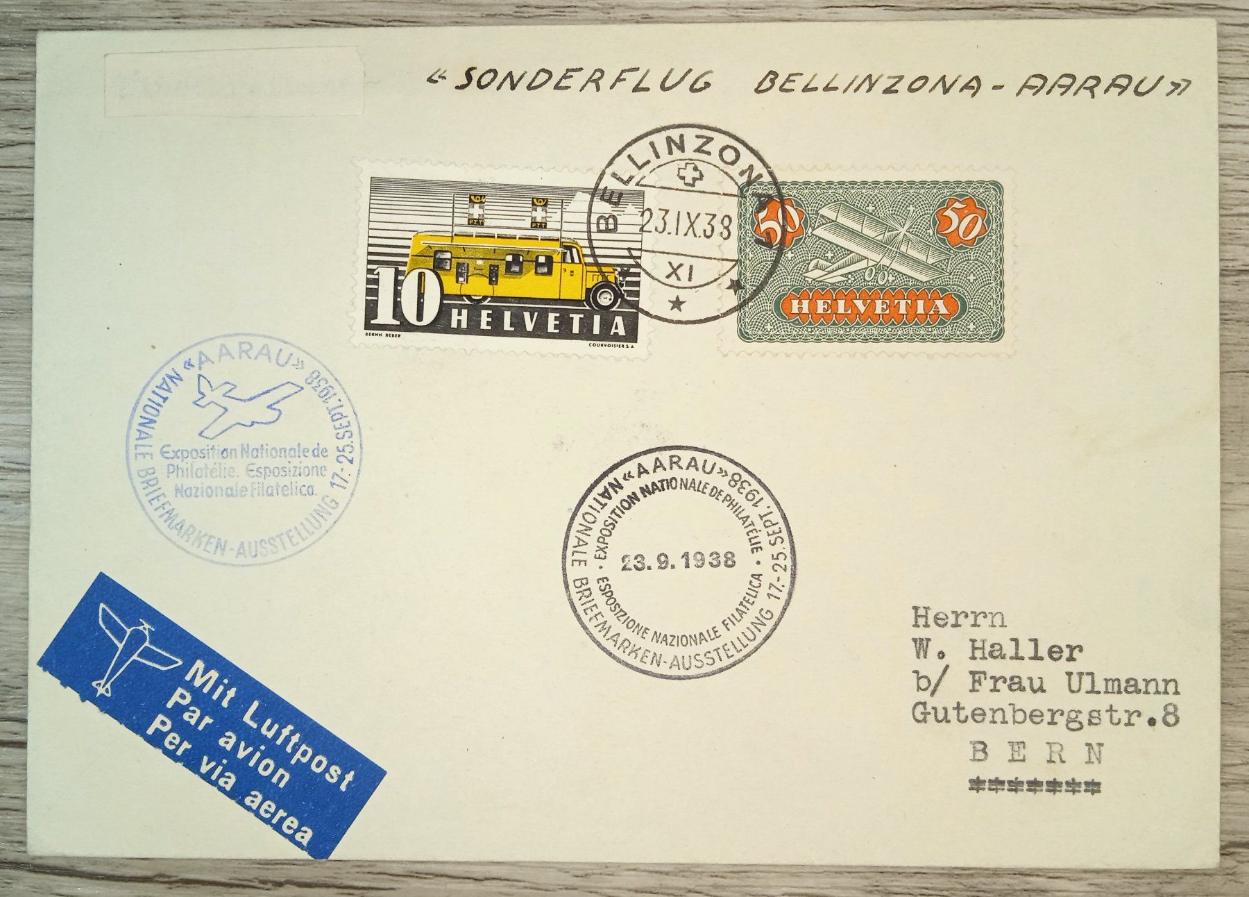 Alle Briefmarken: TR59 Enveloppe + Timbre Suisse 1938 – Gebraucht aus Cousset von Patrick_Collections