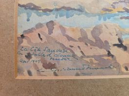 Aquarell Leuchtturm Gemälde 1949 signiert mit Widmung