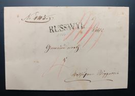 Faltbrief m.seltenem Zeilenstempel RUSSWYL vom 3.3.1847