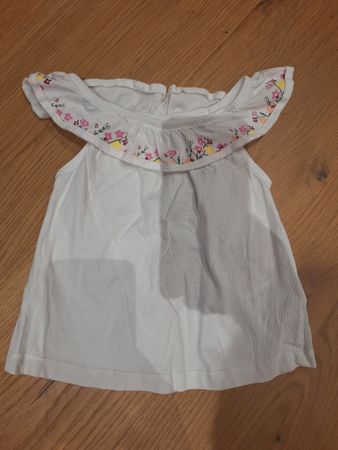 Mädchen Sommeroberteil weiss mit Blumenmuster