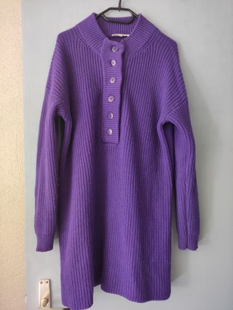 Pull tricot SÉZANE violet boutonné maille épaisse 