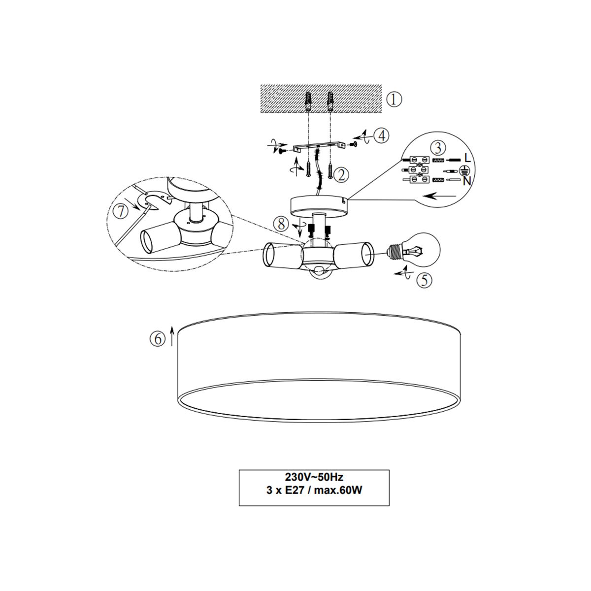 Lampadari & plafoniere: Deckenleuchte, Rund, 50 cm Ø – Nuovo (secondo la descrizione) da Kreuzlingen venduto da Smart-Light 3