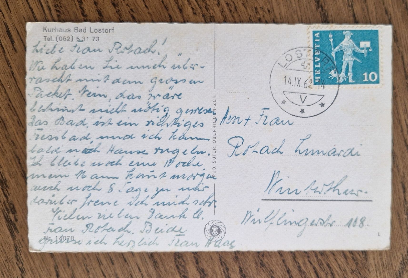Cartoline postali: Kurhaus Bad Losdorf 1962 – Usato da Ebikon venduto da Donar50 1