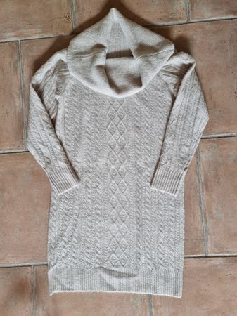 Rollkragen Strickkleid, beige, Grösse M - NEU