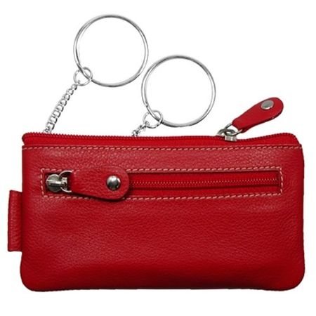 Schlüsseletui, Leder, rot, 2 Schlüsselringe