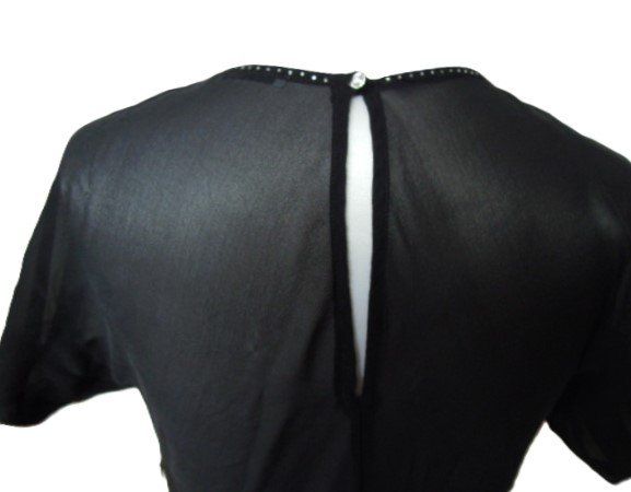 Vestiti: Gr. 38 Kleid schwarz Glitzerrand oben semitransparent Seide – Usato da Basel venduto da FRAU.ZAUBER.MOND 4