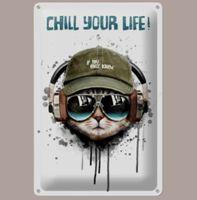 🔥 KATZE CHILL YOUR LIFE Blechschild 💚 20x30cm OVP 🔥