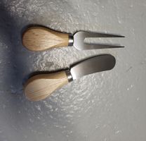 Käsemesser Gabel Messer Set Holzgriff Metall neuwertig
