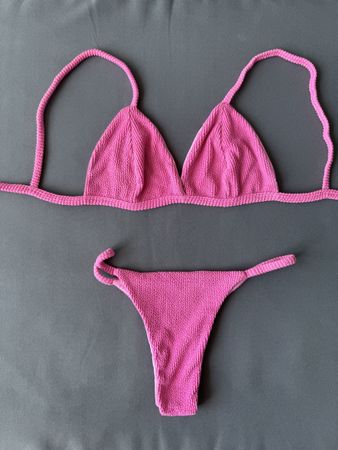 Pink Ribbed Bikini