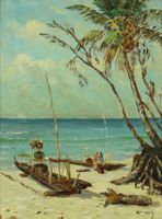 KOENIG - Palmenstrand - Ölmalerei auf Leinwand