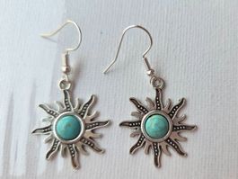 Ohrringe Modeschmuck Sonne Boho Style silberfarben NEU