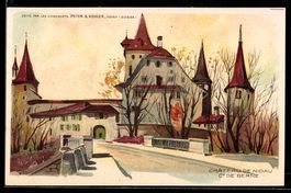 Lithographie Berne, Chateau de Nidau