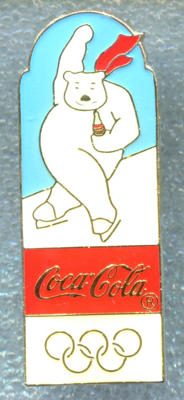 Coca-Cola Plaketten & Abzeichen: Coca Cola  Eisbär  Eisschnelllauf – Gebraucht aus Winterthur von Sammleroase