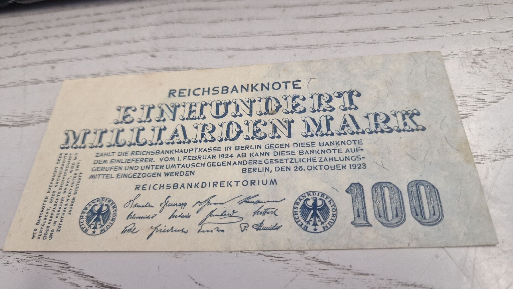 Banconote: Reichsbanknote 100 Milliarden Mark 1923 – Usato da Herisau venduto da Antiques.AR