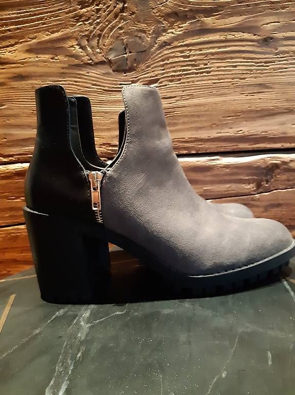 Scarpe da donna: schwarz-graue Ankleboots, Stiefelette mit Absatz, Gr. 41 – Usato da Sommeri venduto da 5eller
