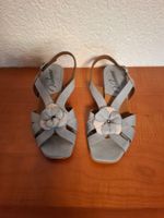 Elegante Damen Sandaletten Gr.36, hellblau, Leder- neuwertig