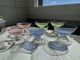 6 Stk antike Gläser Spirituosen Glas handbemalt um 1930 (1)