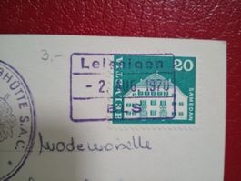 AK mit Bahnpost Stempel Leissigen 1970 auf AK SAC Hohtürli