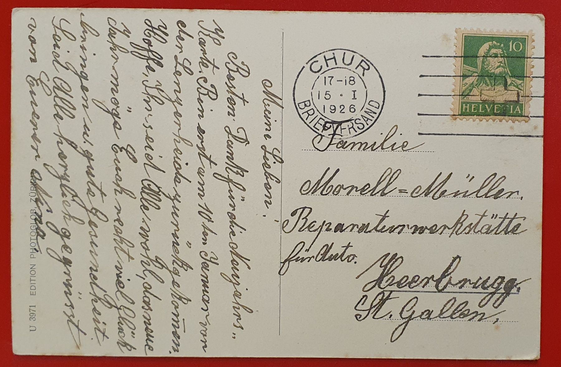 Cartoline postali: Chur - Arosa Bahn 1926 – Usato da Kreuzlingen venduto da Rschweiz1 1