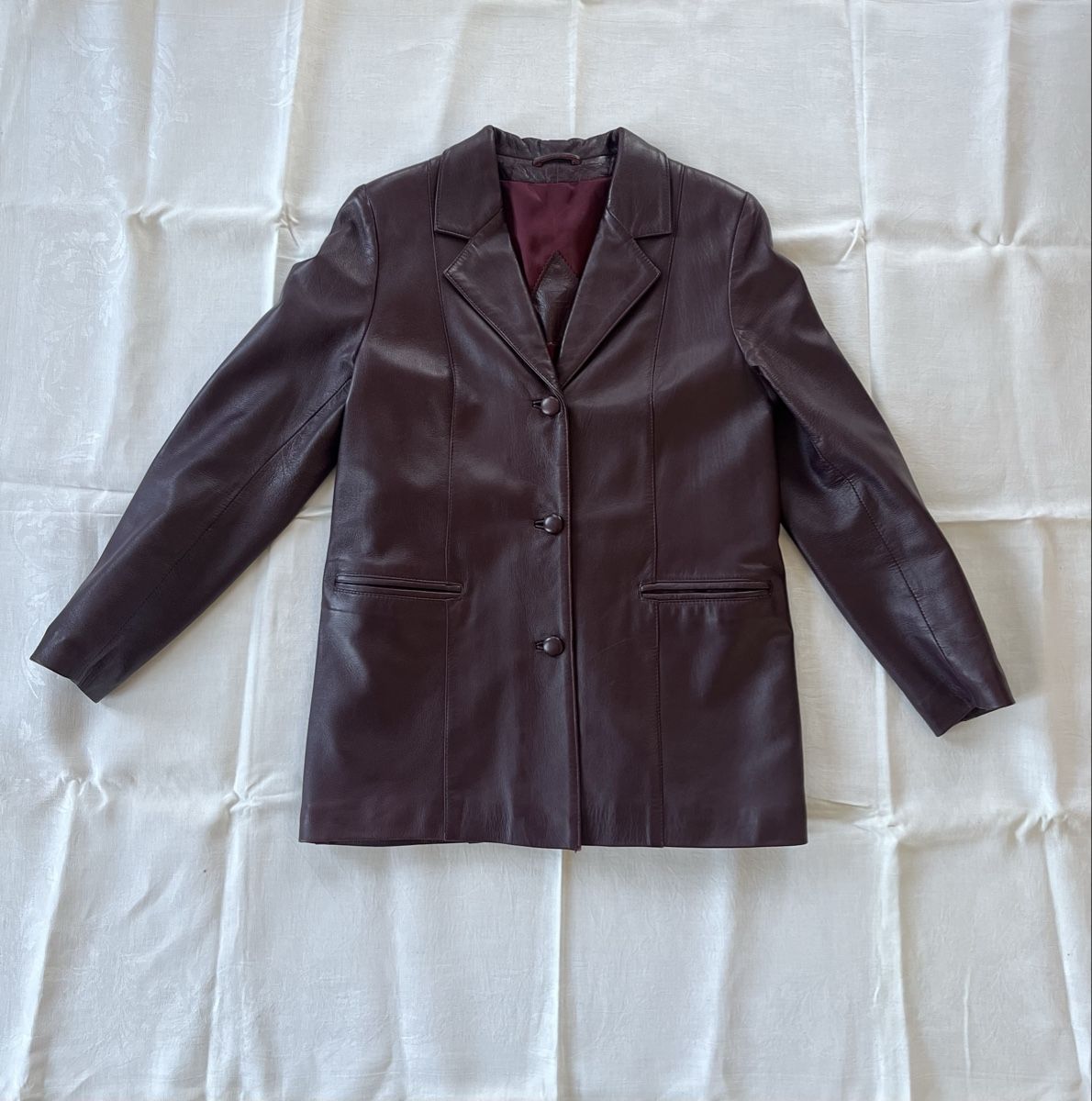 Giacche: Aubergine Leather Jacket / Long Blazer -Size S – Usato da Zürich venduto da chuck843