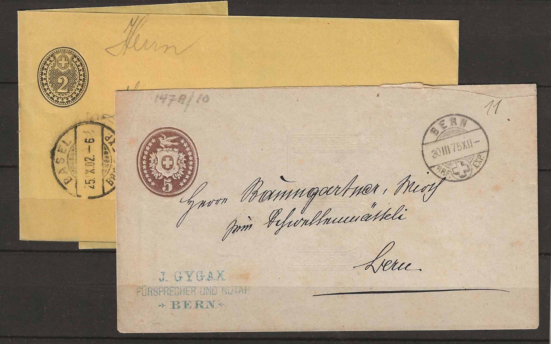 Alle Briefmarken: F002 - 2 entiers postaux 2 et 5 ct. – Gebraucht aus Trélex von Phil_Albert