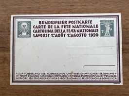 Postkarte Bundesfeier 1. August 1920 Turner