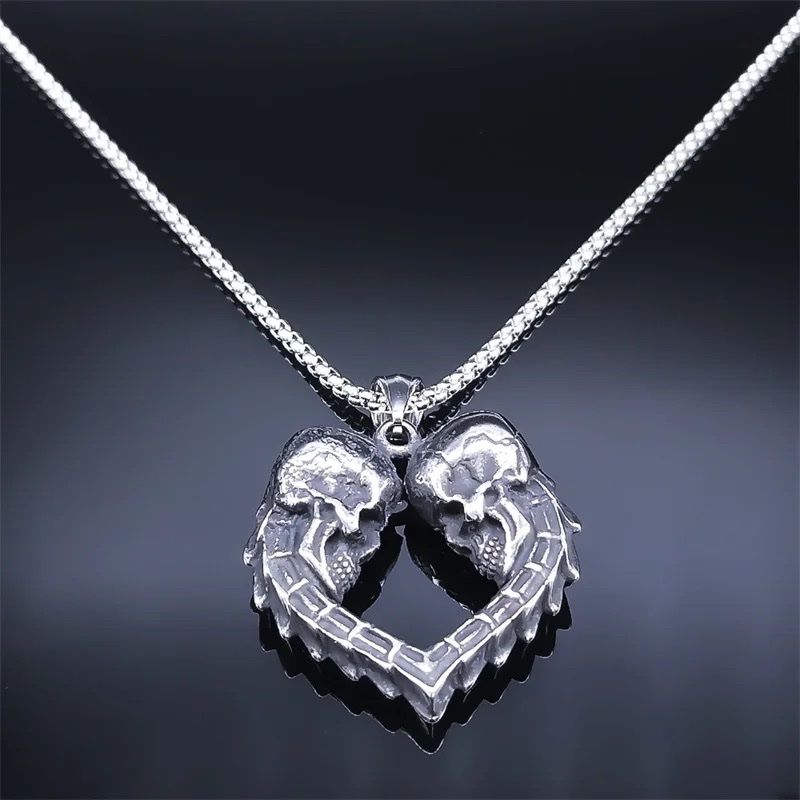 Catenine: Double Skull Heart Love Pendant – Nuovo e nell'imballaggio originale da Aarburg venduto da StavFashion 3