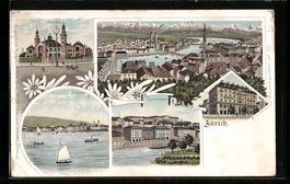 Litho Zürich, Ortsansicht aus der Vogel
