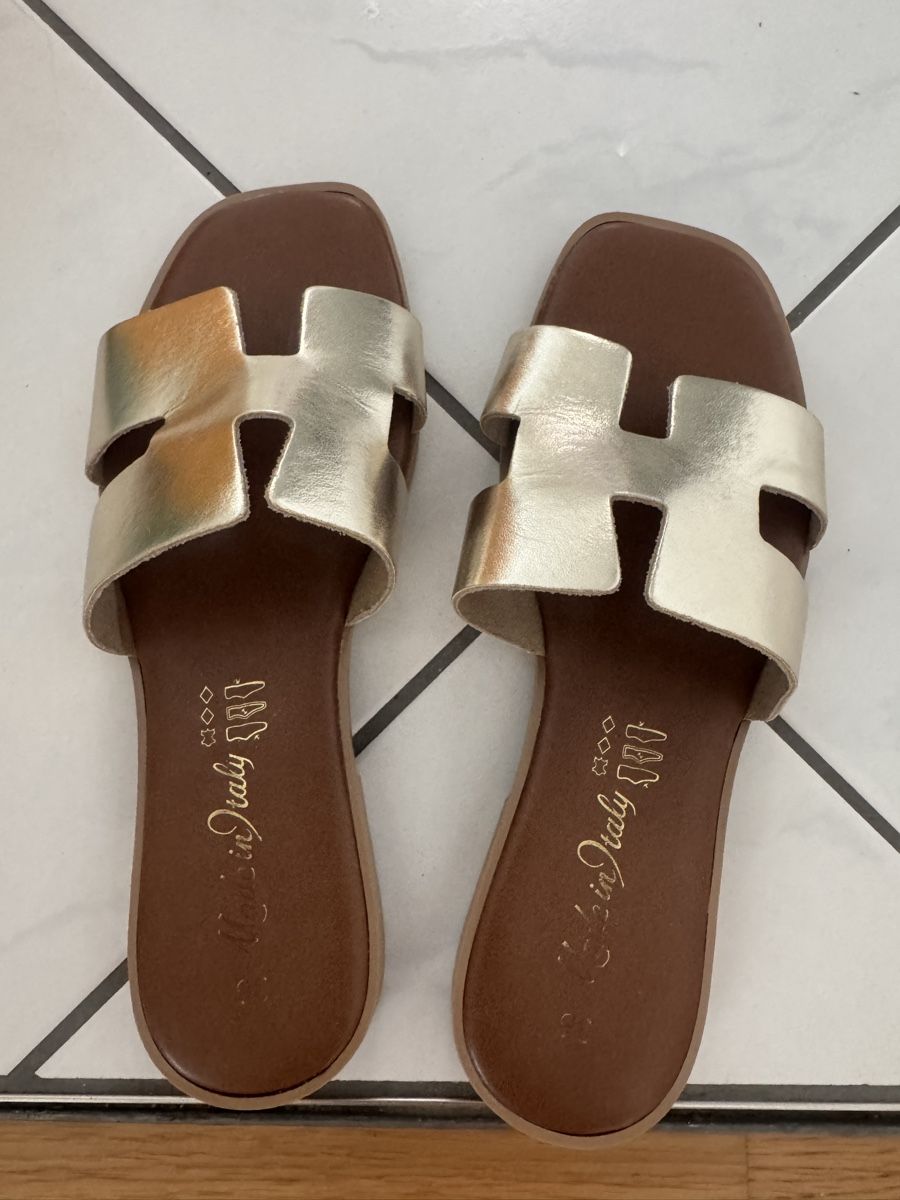 Damenschuhe: Leder Pantolette 36 Gold – Gebraucht aus Unterengstringen von Cuz_5555