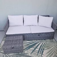 Gartenlounge mit Stauraum und Hocker, grau