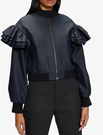 TED  BAKER  Bomberjacke dunkelblau mit Rüschen Grösse M 