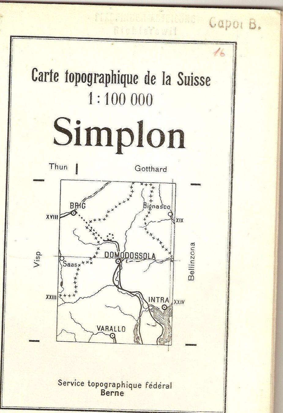 Cartes géographiques & atlas: Simplon 1 : 100'000, 1931 – D'occasion à Richterswil par solalex