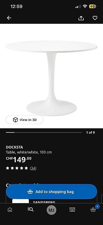 Ikea Tische: Tisch weiss Ikea Docksta – Gebraucht aus Kriens von Sales1899 2