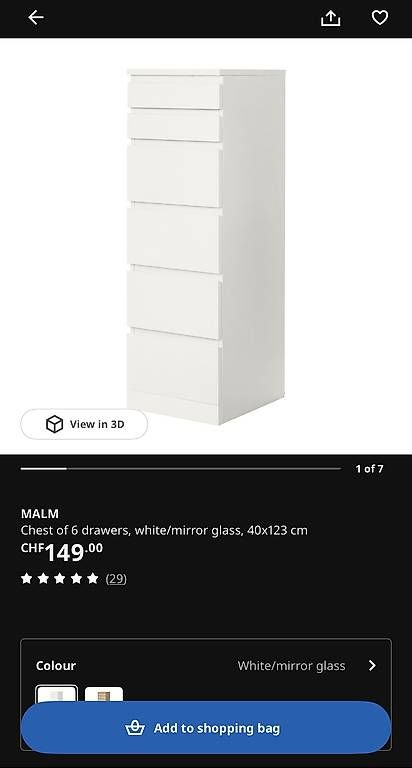 Cassettiere: MALM 6-DRAWER CHEST WITH MIRROR – Usato da Genève venduto da ech_96wh 2