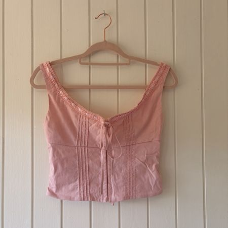 Y2K Vintage Style Lace Bustier Corset Baby Pink