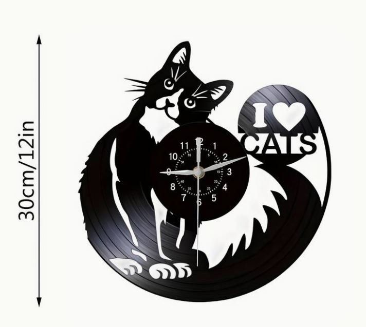 Orologi da terra & Orologi da parete: Schallplatten Wanduhr mit Katze Ø30 cm – Nuovo e nell'imballaggio originale da Langenbruck venduto da Gumsi 3