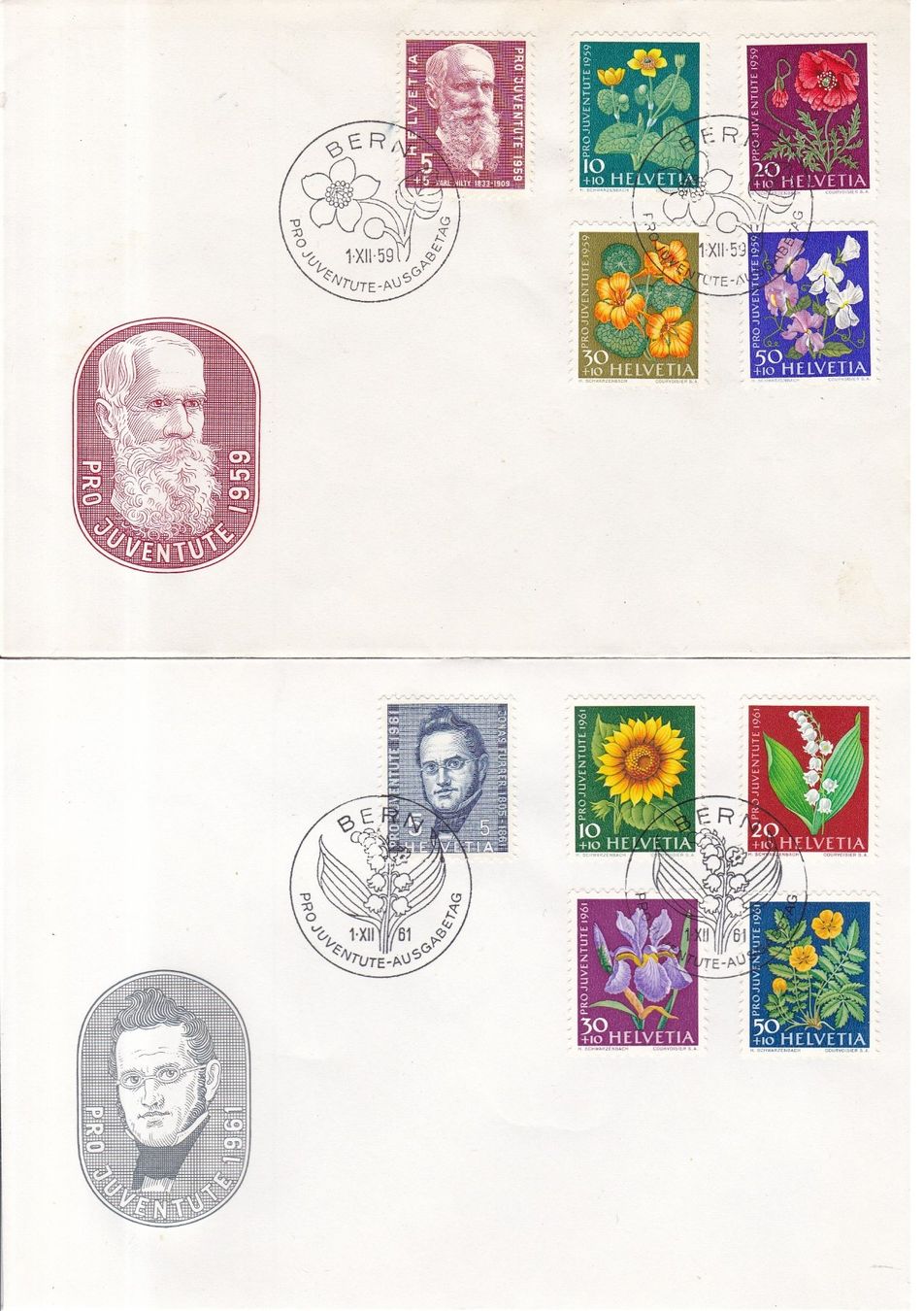Tutti i francobolli: 6 Stk. Pro Juventute FDCs, Briefe ab 1942 – Usato da Münchwilen AG venduto da Nesar 2