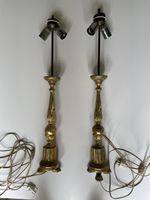 2 antike Vintage Tisch-Lampenfüsse, vergoldet