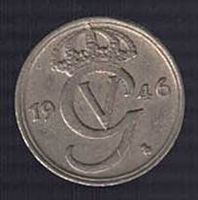 10 Öre Münze Schweden 1946 - König Gustav V.