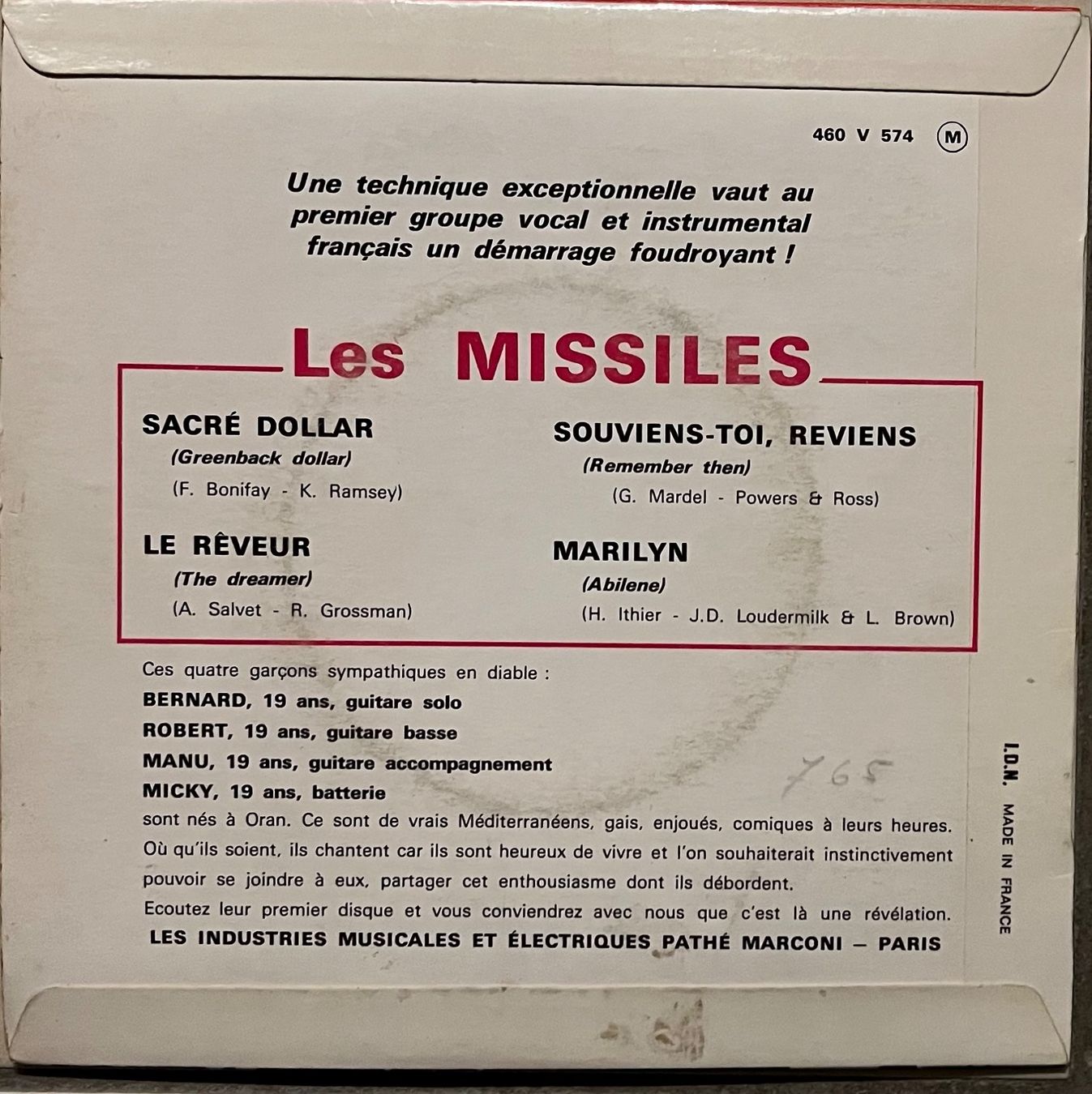 Schallplatten: LES MISSILES - SACRE DOLLAR – Gebraucht aus Bussigny von vinyl-pas-cher 1