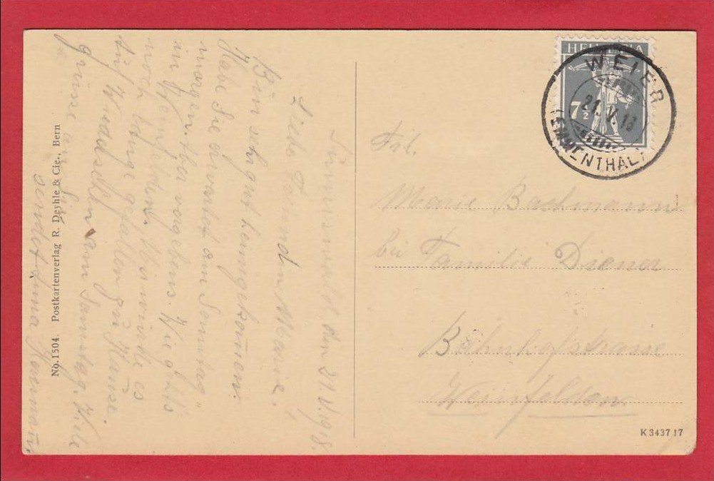 Cartoline postali: SUMISWALD 1918 – Usato da Grüningen venduto da Kartenlaube 1