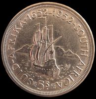 2x Südafrika Silbermünze 5 / 2.5 Schillings 1952 / 1956