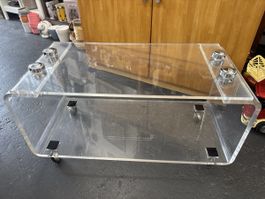 Acryltisch mit Rollen, vintage Plexiglas Couchtisch