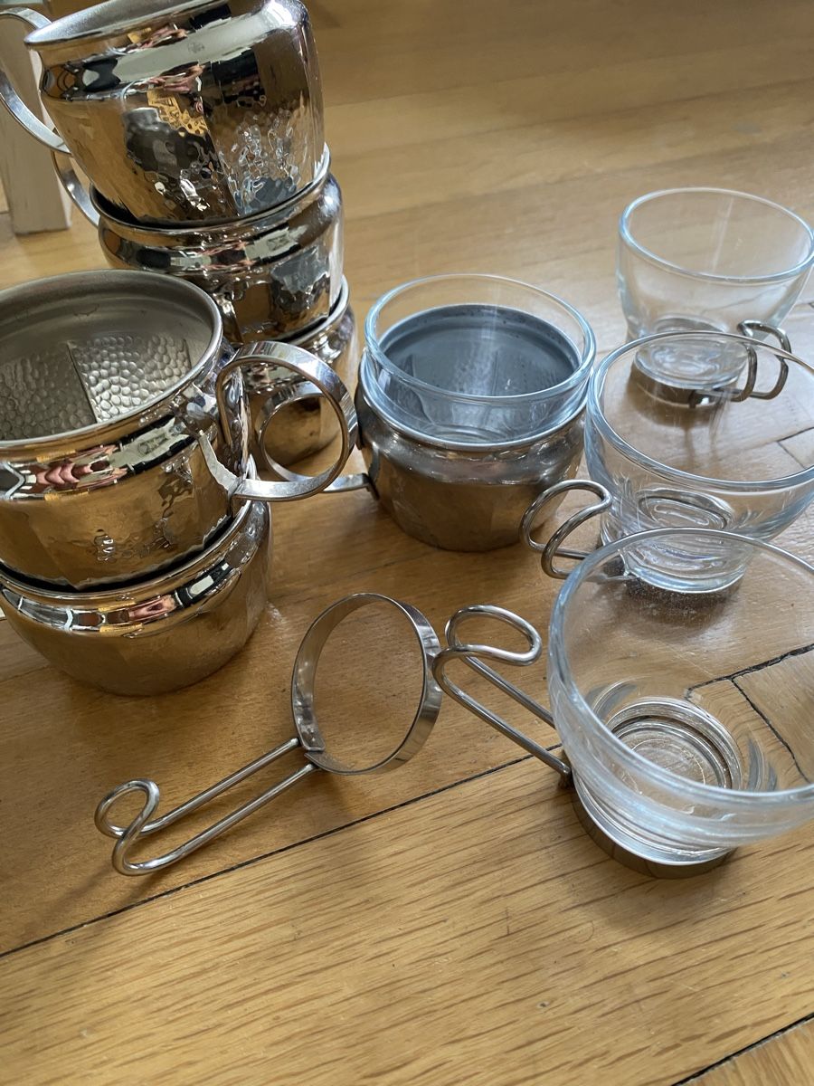 Gläser: Tee- oder Espressogläser mit Metallhalterung Set 8-teilig – Gebraucht aus Biglen von Gloeggeler.03 4