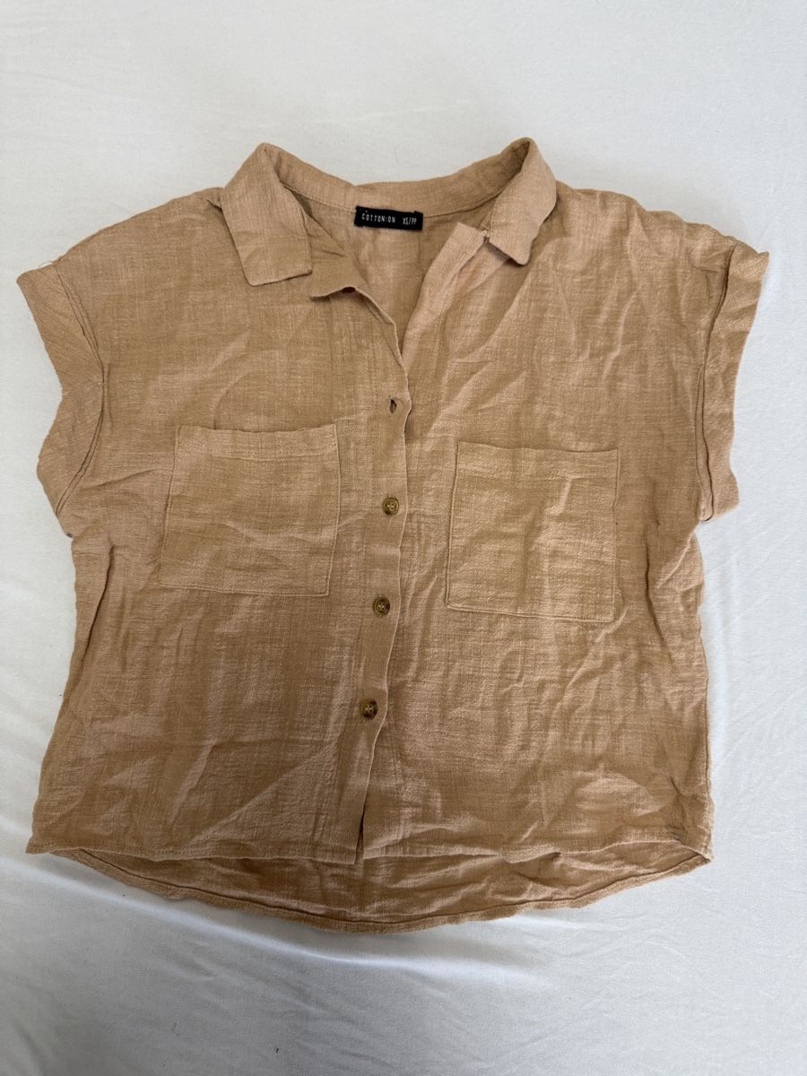 Tops: BEIGE KURZARM-BLUSE XS – Neu (gemäss Beschreibung) aus Winterthur von fij_f65r 1